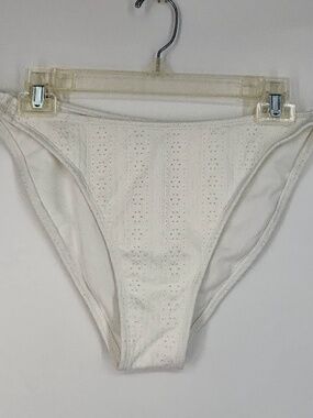 Wild Fable Womens XL Extra Cheeky Bikini Bottoms Low Rise High Leg White Eyelet